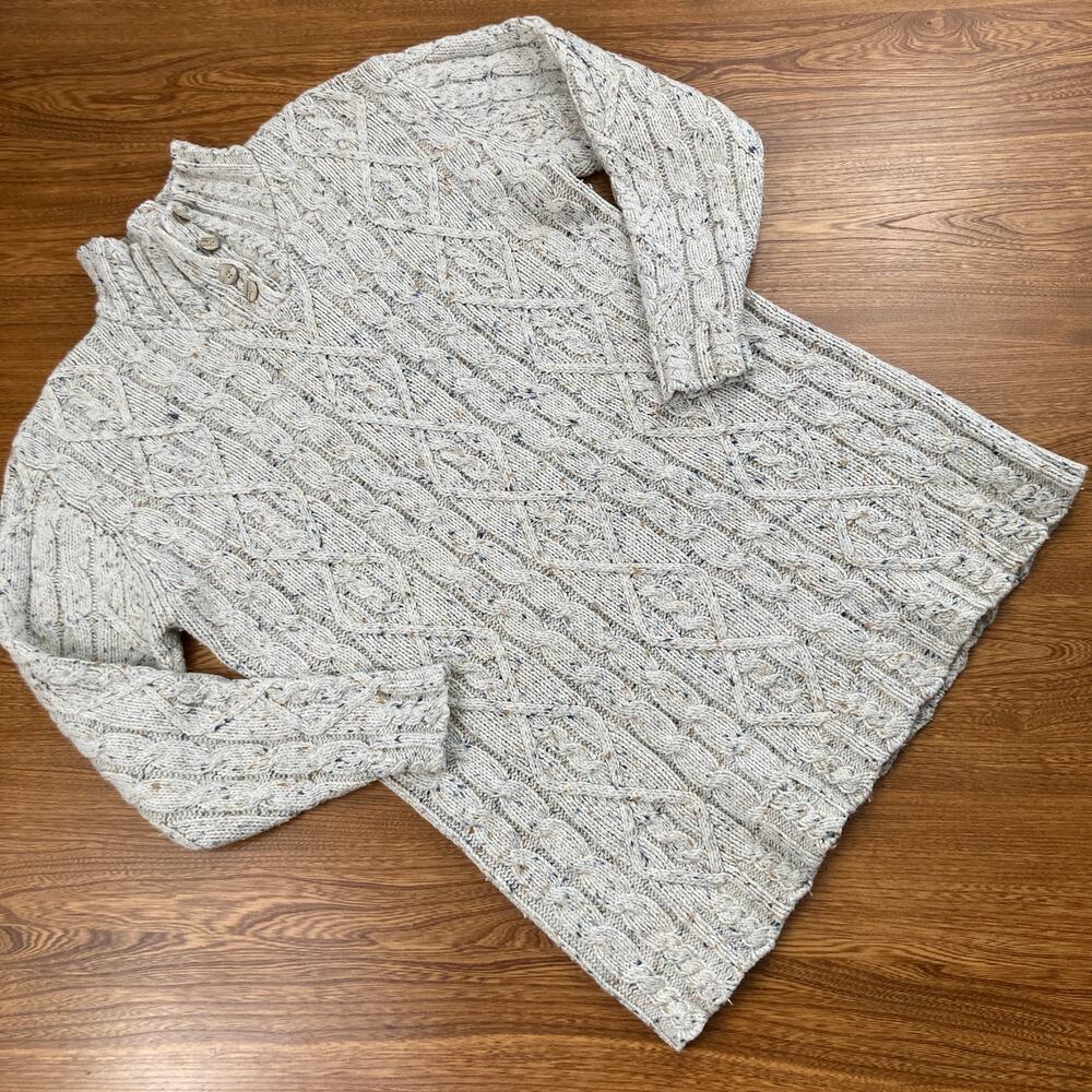 Vintage St. John's Bay Womens M Beige Marled Cable Knit Thick Sweater Fisherman